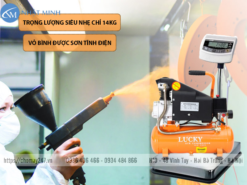 Máy nén khí mini Lucky 9 lít phun sơn gia đình