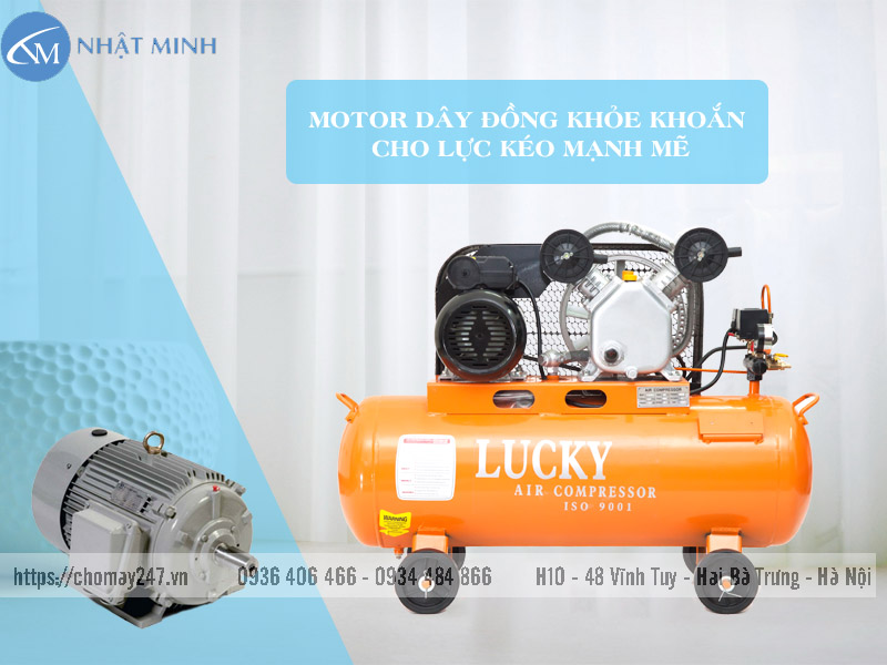 Máy nén khí dây đai Lucky 60L hoạt động ổn định